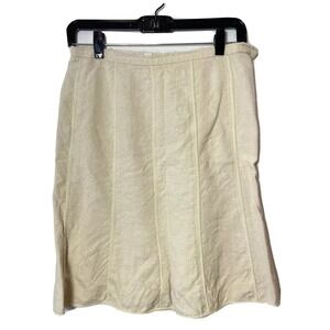 Marc‎ Jacobs Silk Knee Length A-Line Skirt Womens Size 2 Beige Lined Zip